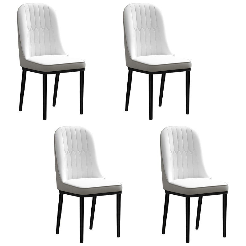 Scandinavian Style Dining Chair Metal Dining Room Solid Back Cushioned Chair White-Gray 4 Piece Set Black Clearhalo ' kitchen&dining_furn' 'Dining Chairs' 'Dining Tables & Seating' 'dining_chair' 'furn' 'furn_dining_chair' 'Furniture' 'furniture_dining_chair' 'Kitchen & Dining Furniture' 'kitchen' 3969160