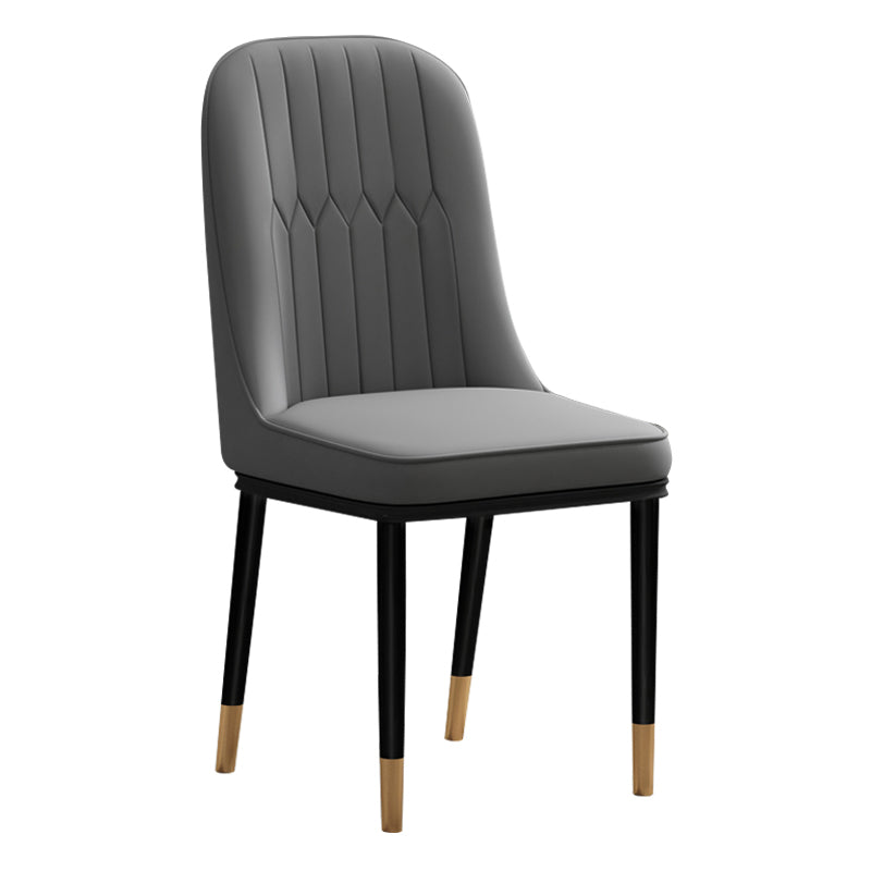 Scandinavian Style Dining Chair Metal Dining Room Solid Back Cushioned Chair Dark Gray 1 Piece Black Gold Clearhalo ' kitchen&dining_furn' 'Dining Chairs' 'Dining Tables & Seating' 'dining_chair' 'furn' 'furn_dining_chair' 'Furniture' 'furniture_dining_chair' 'Kitchen & Dining Furniture' 'kitchen' 3969161