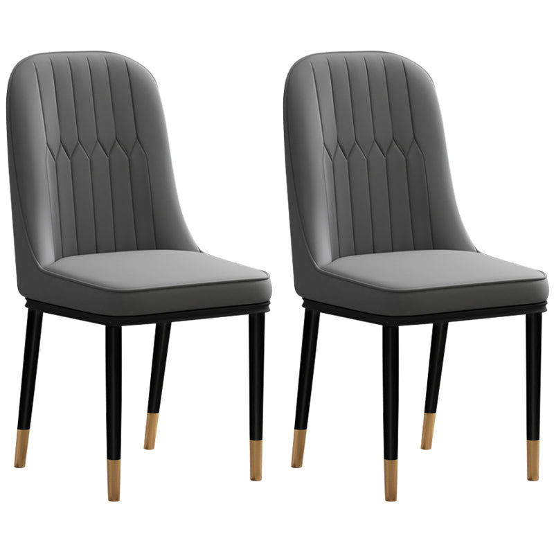 Scandinavian Style Dining Chair Metal Dining Room Solid Back Cushioned Chair Dark Gray 2 Piece Set Black Gold Clearhalo ' kitchen&dining_furn' 'Dining Chairs' 'Dining Tables & Seating' 'dining_chair' 'furn' 'furn_dining_chair' 'Furniture' 'furniture_dining_chair' 'Kitchen & Dining Furniture' 'kitchen' 3969162
