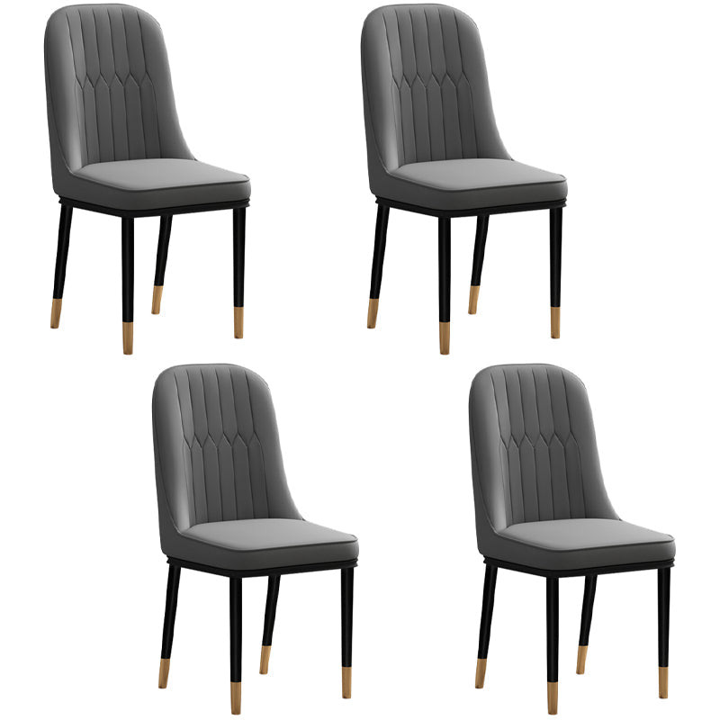 Scandinavian Style Dining Chair Metal Dining Room Solid Back Cushioned Chair Dark Gray 4 Piece Set Black Gold Clearhalo ' kitchen&dining_furn' 'Dining Chairs' 'Dining Tables & Seating' 'dining_chair' 'furn' 'furn_dining_chair' 'Furniture' 'furniture_dining_chair' 'Kitchen & Dining Furniture' 'kitchen' 3969163
