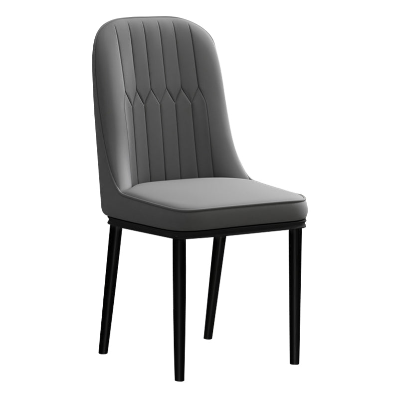 Scandinavian Style Dining Chair Metal Dining Room Solid Back Cushioned Chair Dark Gray 1 Piece Black Clearhalo ' kitchen&dining_furn' 'Dining Chairs' 'Dining Tables & Seating' 'dining_chair' 'furn' 'furn_dining_chair' 'Furniture' 'furniture_dining_chair' 'Kitchen & Dining Furniture' 'kitchen' 3969164