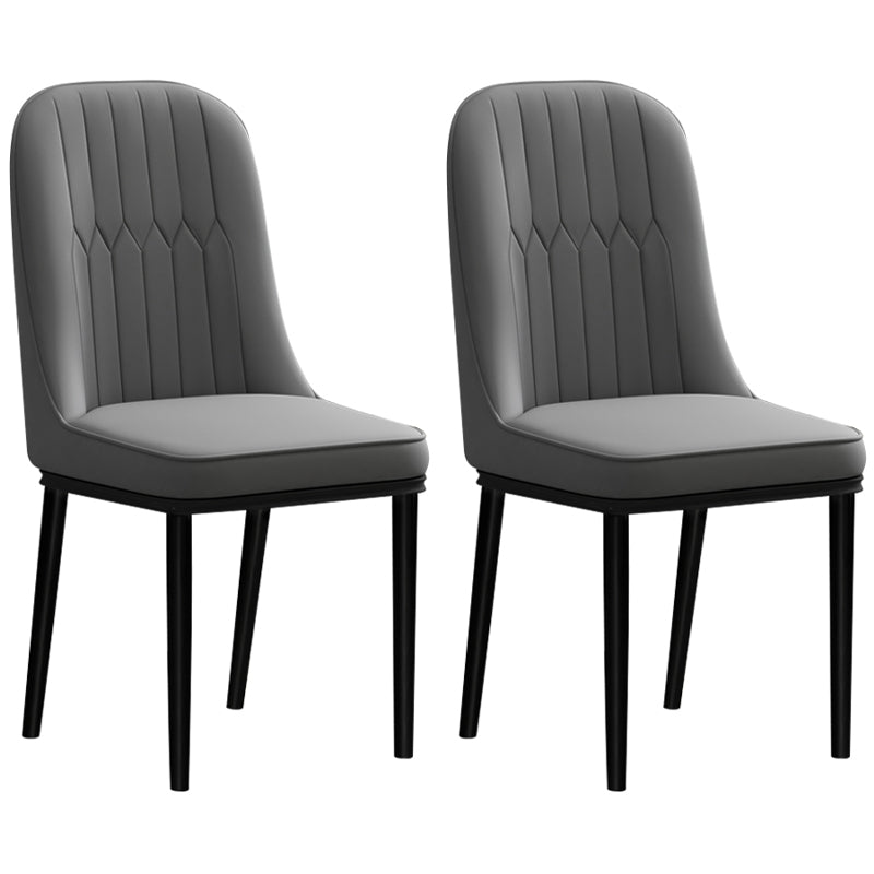 Scandinavian Style Dining Chair Metal Dining Room Solid Back Cushioned Chair Dark Gray 2 Piece Set Black Clearhalo ' kitchen&dining_furn' 'Dining Chairs' 'Dining Tables & Seating' 'dining_chair' 'furn' 'furn_dining_chair' 'Furniture' 'furniture_dining_chair' 'Kitchen & Dining Furniture' 'kitchen' 3969165