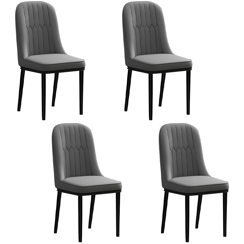 Scandinavian Style Dining Chair Metal Dining Room Solid Back Cushioned Chair Dark Gray 4 Piece Set Black Clearhalo ' kitchen&dining_furn' 'Dining Chairs' 'Dining Tables & Seating' 'dining_chair' 'furn' 'furn_dining_chair' 'Furniture' 'furniture_dining_chair' 'Kitchen & Dining Furniture' 'kitchen' 3969166