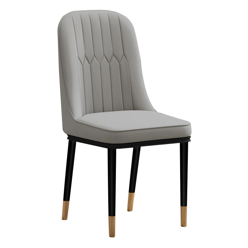 Scandinavian Style Dining Chair Metal Dining Room Solid Back Cushioned Chair Light Gray 1 Piece Black Gold Clearhalo ' kitchen&dining_furn' 'Dining Chairs' 'Dining Tables & Seating' 'dining_chair' 'furn' 'furn_dining_chair' 'Furniture' 'furniture_dining_chair' 'Kitchen & Dining Furniture' 'kitchen' 3969167