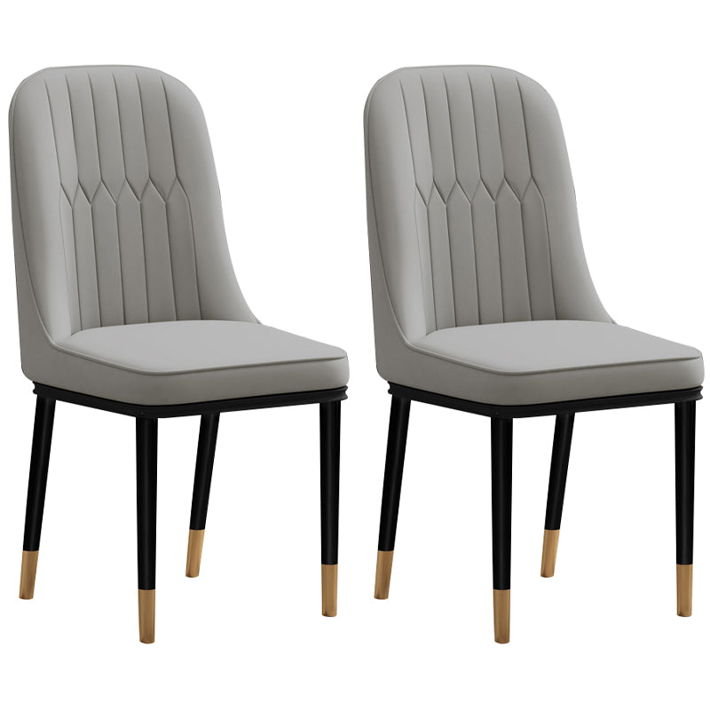 Scandinavian Style Dining Chair Metal Dining Room Solid Back Cushioned Chair Light Gray 2 Piece Set Black Gold Clearhalo ' kitchen&dining_furn' 'Dining Chairs' 'Dining Tables & Seating' 'dining_chair' 'furn' 'furn_dining_chair' 'Furniture' 'furniture_dining_chair' 'Kitchen & Dining Furniture' 'kitchen' 3969168