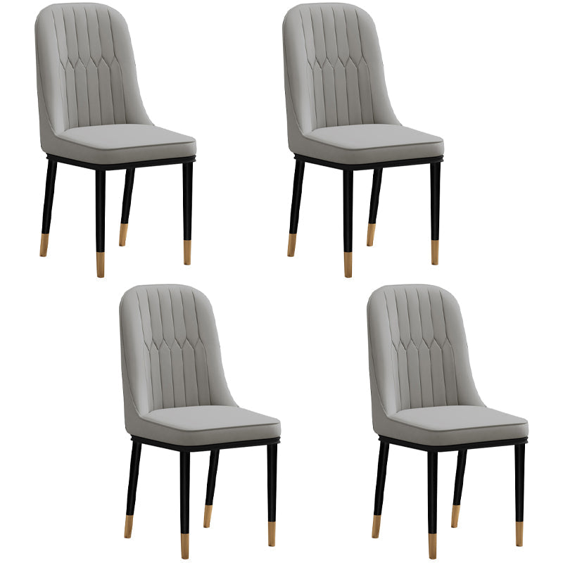 Scandinavian Style Dining Chair Metal Dining Room Solid Back Cushioned Chair Light Gray 4 Piece Set Black Gold Clearhalo ' kitchen&dining_furn' 'Dining Chairs' 'Dining Tables & Seating' 'dining_chair' 'furn' 'furn_dining_chair' 'Furniture' 'furniture_dining_chair' 'Kitchen & Dining Furniture' 'kitchen' 3969169