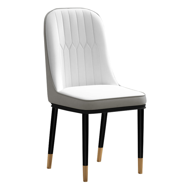 Scandinavian Style Dining Chair Metal Dining Room Solid Back Cushioned Chair White-Gray 1 Piece Black Gold Clearhalo ' kitchen&dining_furn' 'Dining Chairs' 'Dining Tables & Seating' 'dining_chair' 'furn' 'furn_dining_chair' 'Furniture' 'furniture_dining_chair' 'Kitchen & Dining Furniture' 'kitchen' 3969170