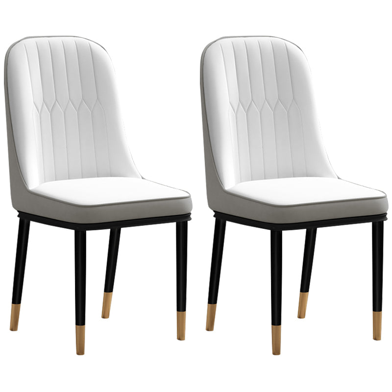 Scandinavian Style Dining Chair Metal Dining Room Solid Back Cushioned Chair White-Gray 2 Piece Set Black Gold Clearhalo ' kitchen&dining_furn' 'Dining Chairs' 'Dining Tables & Seating' 'dining_chair' 'furn' 'furn_dining_chair' 'Furniture' 'furniture_dining_chair' 'Kitchen & Dining Furniture' 'kitchen' 3969171