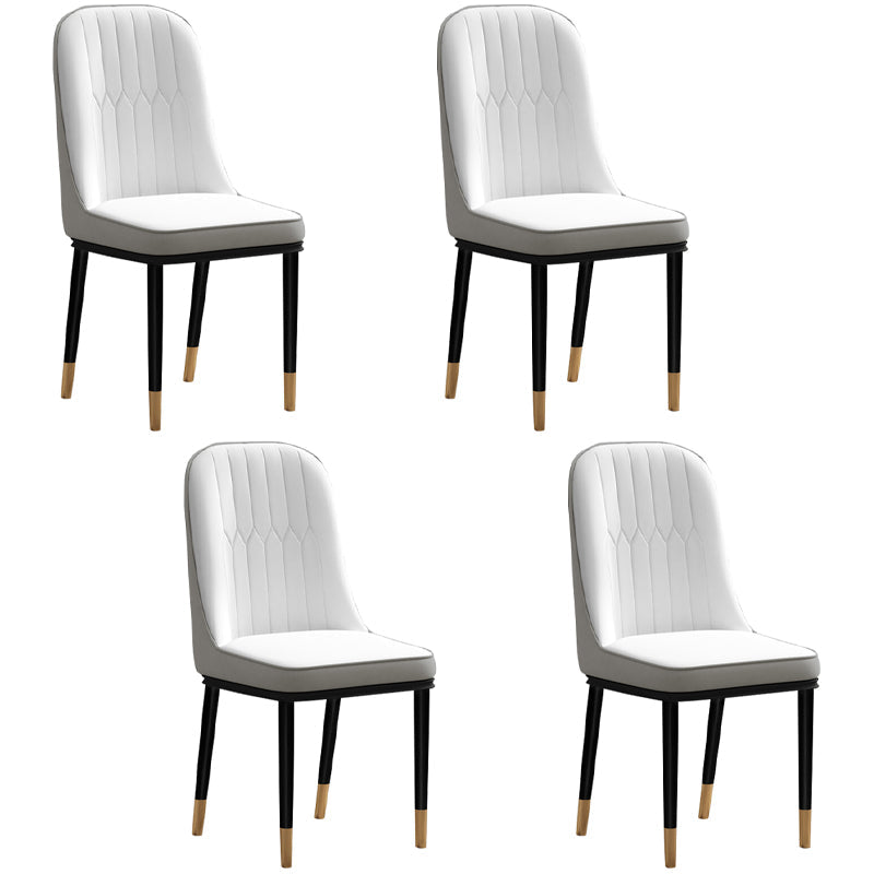 Scandinavian Style Dining Chair Metal Dining Room Solid Back Cushioned Chair White-Gray 4 Piece Set Black Gold Clearhalo ' kitchen&dining_furn' 'Dining Chairs' 'Dining Tables & Seating' 'dining_chair' 'furn' 'furn_dining_chair' 'Furniture' 'furniture_dining_chair' 'Kitchen & Dining Furniture' 'kitchen' 3969172