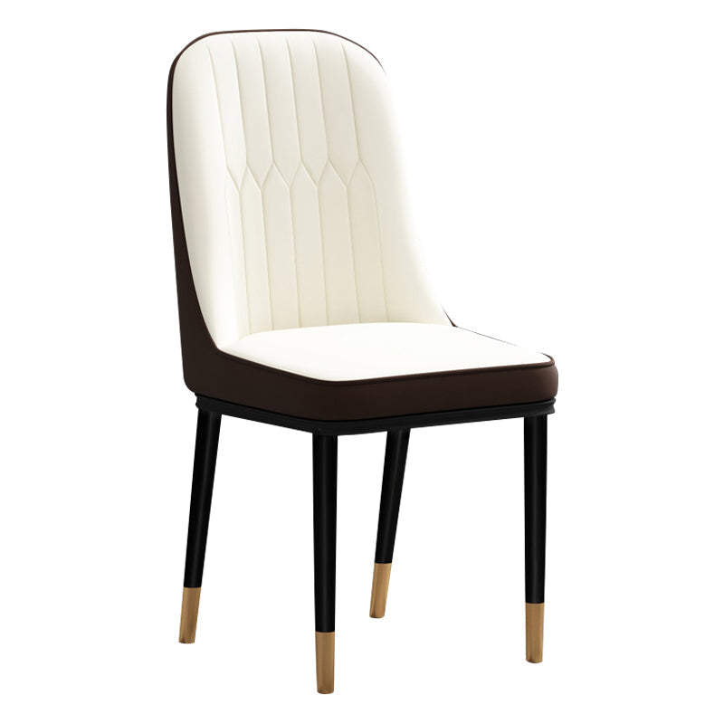 Scandinavian Style Dining Chair Metal Dining Room Solid Back Cushioned Chair White-Brown 1 Piece Black Gold Clearhalo ' kitchen&dining_furn' 'Dining Chairs' 'Dining Tables & Seating' 'dining_chair' 'furn' 'furn_dining_chair' 'Furniture' 'furniture_dining_chair' 'Kitchen & Dining Furniture' 'kitchen' 3969173