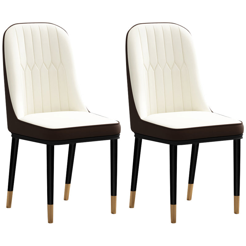 Scandinavian Style Dining Chair Metal Dining Room Solid Back Cushioned Chair White-Brown 2 Piece Set Black Gold Clearhalo ' kitchen&dining_furn' 'Dining Chairs' 'Dining Tables & Seating' 'dining_chair' 'furn' 'furn_dining_chair' 'Furniture' 'furniture_dining_chair' 'Kitchen & Dining Furniture' 'kitchen' 3969174