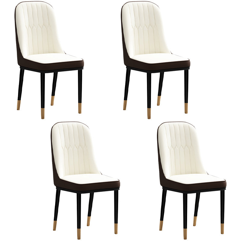 Scandinavian Style Dining Chair Metal Dining Room Solid Back Cushioned Chair White-Brown 4 Piece Set Black Gold Clearhalo ' kitchen&dining_furn' 'Dining Chairs' 'Dining Tables & Seating' 'dining_chair' 'furn' 'furn_dining_chair' 'Furniture' 'furniture_dining_chair' 'Kitchen & Dining Furniture' 'kitchen' 3969175