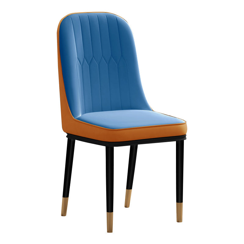 Scandinavian Style Dining Chair Metal Dining Room Solid Back Cushioned Chair Blue-Orange 1 Piece Black Gold Clearhalo ' kitchen&dining_furn' 'Dining Chairs' 'Dining Tables & Seating' 'dining_chair' 'furn' 'furn_dining_chair' 'Furniture' 'furniture_dining_chair' 'Kitchen & Dining Furniture' 'kitchen' 3969176