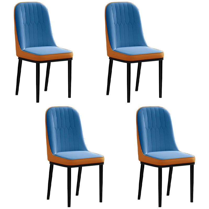 Scandinavian Style Dining Chair Metal Dining Room Solid Back Cushioned Chair Blue-Orange 4 Piece Set Black Clearhalo ' kitchen&dining_furn' 'Dining Chairs' 'Dining Tables & Seating' 'dining_chair' 'furn' 'furn_dining_chair' 'Furniture' 'furniture_dining_chair' 'Kitchen & Dining Furniture' 'kitchen' 3969181