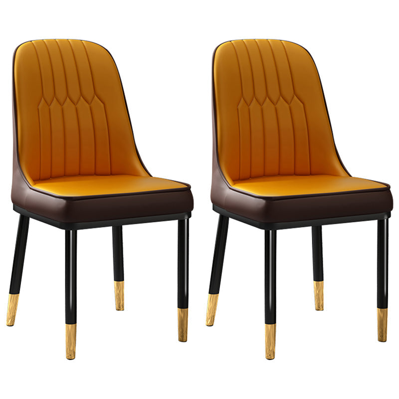 Scandinavian Style Dining Chair Metal Dining Room Solid Back Cushioned Chair Khaki-Orange 2 Piece Set Black Gold Clearhalo ' kitchen&dining_furn' 'Dining Chairs' 'Dining Tables & Seating' 'dining_chair' 'furn' 'furn_dining_chair' 'Furniture' 'furniture_dining_chair' 'Kitchen & Dining Furniture' 'kitchen' 3969183