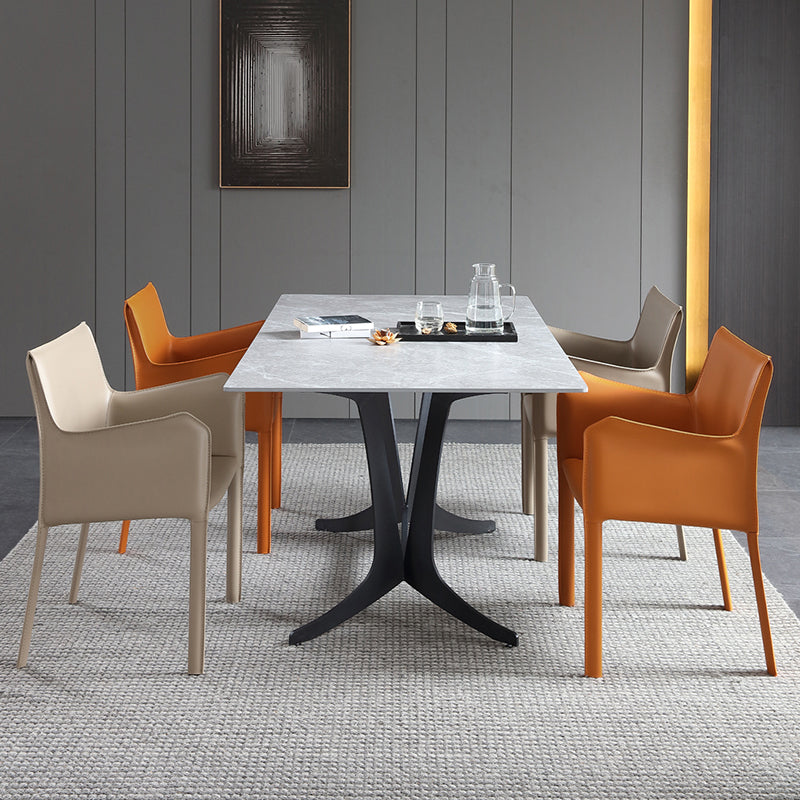Modern Metal Dining Room Chairs Arm Leather Dining Chair for Restaurant Use (Set of 2) Clearhalo ' kitchen&dining_furn' 'Dining Chairs' 'Dining Tables & Seating' 'dining_chair' 'furn' 'furn_dining_chair' 'Furniture' 'furniture_dining_chair' 'Kitchen & Dining Furniture' 'kitchen' 3969189