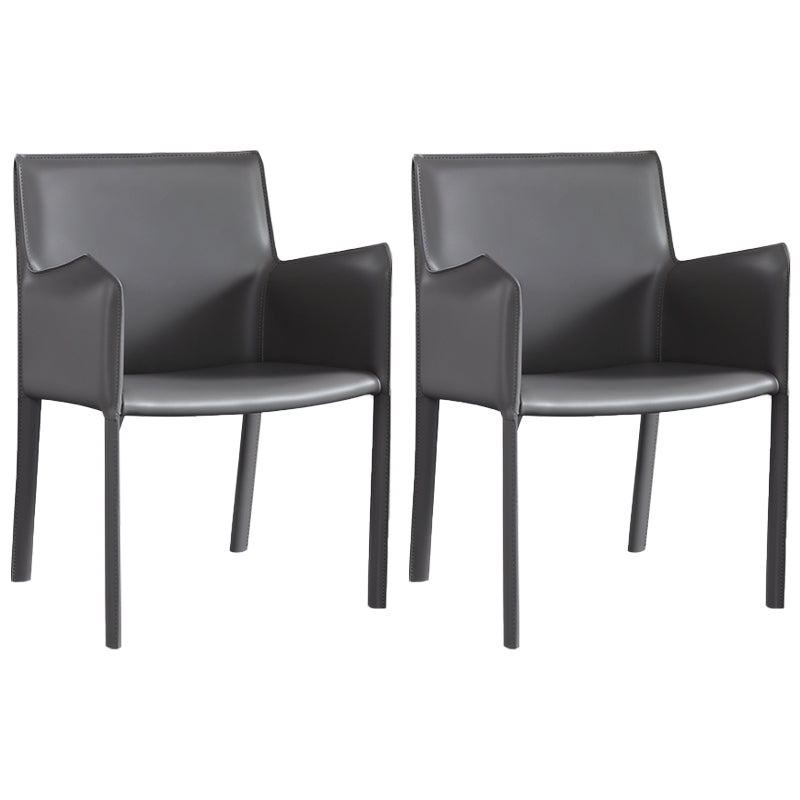 Modern Metal Dining Room Chairs Arm Leather Dining Chair for Restaurant Use (Set of 2) Grey Clearhalo ' kitchen&dining_furn' 'Dining Chairs' 'Dining Tables & Seating' 'dining_chair' 'furn' 'furn_dining_chair' 'Furniture' 'furniture_dining_chair' 'Kitchen & Dining Furniture' 'kitchen' 3969194