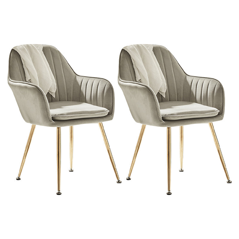Scandinavian Style Dining Chair Metal Home Cushioned Solid Back Chair with Arm Light Gray 2 Piece Set Clearhalo ' kitchen&dining_furn' 'Dining Chairs' 'Dining Tables & Seating' 'dining_chair' 'furn' 'furn_dining_chair' 'Furniture' 'furniture_dining_chair' 'Kitchen & Dining Furniture' 'kitchen' 3969206