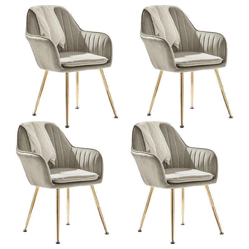 Scandinavian Style Dining Chair Metal Home Cushioned Solid Back Chair with Arm Light Gray 4 Piece Set Clearhalo ' kitchen&dining_furn' 'Dining Chairs' 'Dining Tables & Seating' 'dining_chair' 'furn' 'furn_dining_chair' 'Furniture' 'furniture_dining_chair' 'Kitchen & Dining Furniture' 'kitchen' 3969208