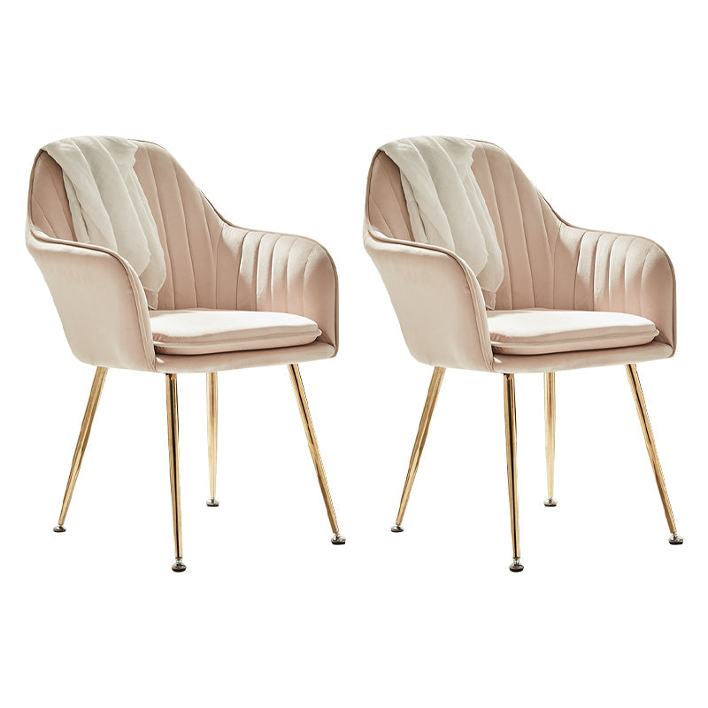 Scandinavian Style Dining Chair Metal Home Cushioned Solid Back Chair with Arm Pink 2 Piece Set Clearhalo ' kitchen&dining_furn' 'Dining Chairs' 'Dining Tables & Seating' 'dining_chair' 'furn' 'furn_dining_chair' 'Furniture' 'furniture_dining_chair' 'Kitchen & Dining Furniture' 'kitchen' 3969212