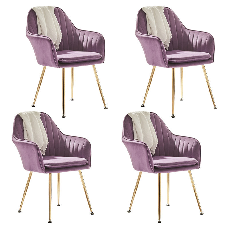 Scandinavian Style Dining Chair Metal Home Cushioned Solid Back Chair with Arm Purple 4 Piece Set Clearhalo ' kitchen&dining_furn' 'Dining Chairs' 'Dining Tables & Seating' 'dining_chair' 'furn' 'furn_dining_chair' 'Furniture' 'furniture_dining_chair' 'Kitchen & Dining Furniture' 'kitchen' 3969224