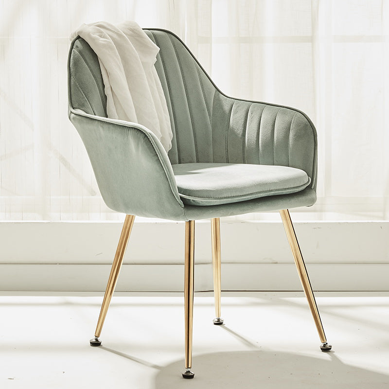 Scandinavian Style Dining Chair Metal Home Cushioned Solid Back Chair with Arm Light Green 1 Piece Clearhalo ' kitchen&dining_furn' 'Dining Chairs' 'Dining Tables & Seating' 'dining_chair' 'furn' 'furn_dining_chair' 'Furniture' 'furniture_dining_chair' 'Kitchen & Dining Furniture' 'kitchen' 3969225