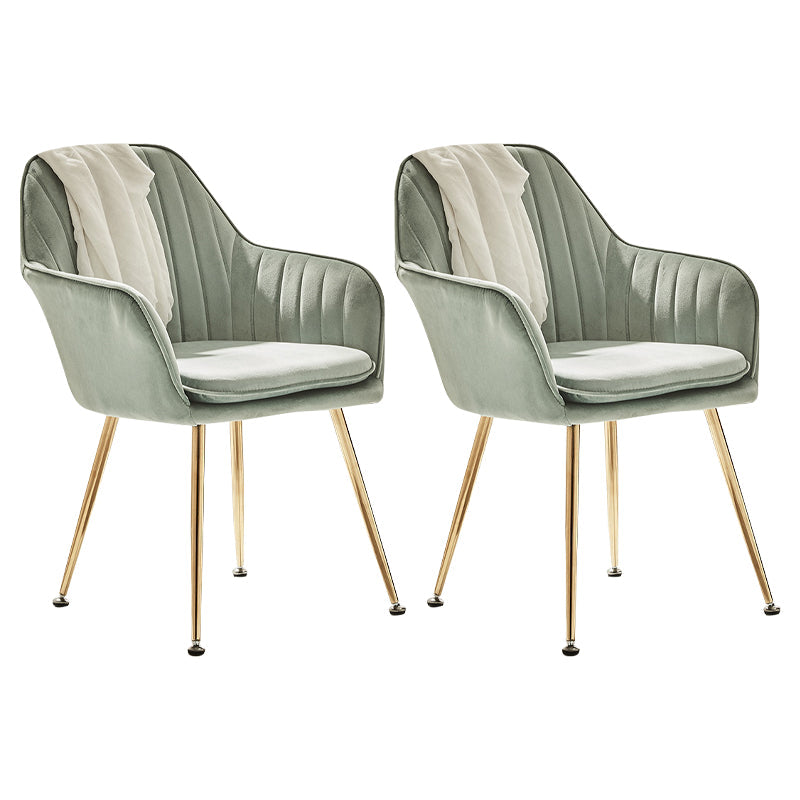 Scandinavian Style Dining Chair Metal Home Cushioned Solid Back Chair with Arm Light Green 2 Piece Set Clearhalo ' kitchen&dining_furn' 'Dining Chairs' 'Dining Tables & Seating' 'dining_chair' 'furn' 'furn_dining_chair' 'Furniture' 'furniture_dining_chair' 'Kitchen & Dining Furniture' 'kitchen' 3969226