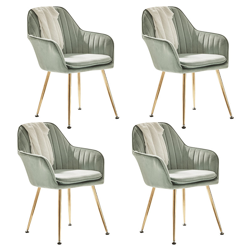 Scandinavian Style Dining Chair Metal Home Cushioned Solid Back Chair with Arm Light Green 4 Piece Set Clearhalo ' kitchen&dining_furn' 'Dining Chairs' 'Dining Tables & Seating' 'dining_chair' 'furn' 'furn_dining_chair' 'Furniture' 'furniture_dining_chair' 'Kitchen & Dining Furniture' 'kitchen' 3969227
