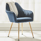 Scandinavian Style Dining Chair Metal Home Cushioned Solid Back Chair with Arm Dark Blue 1 Piece Clearhalo ' kitchen&dining_furn' 'Dining Chairs' 'Dining Tables & Seating' 'dining_chair' 'furn' 'furn_dining_chair' 'Furniture' 'furniture_dining_chair' 'Kitchen & Dining Furniture' 'kitchen' 3969228