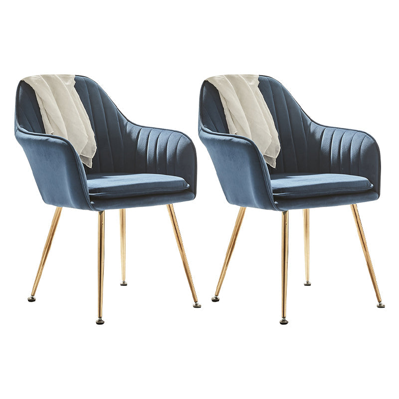 Scandinavian Style Dining Chair Metal Home Cushioned Solid Back Chair with Arm Dark Blue 2 Piece Set Clearhalo ' kitchen&dining_furn' 'Dining Chairs' 'Dining Tables & Seating' 'dining_chair' 'furn' 'furn_dining_chair' 'Furniture' 'furniture_dining_chair' 'Kitchen & Dining Furniture' 'kitchen' 3969229