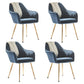 Scandinavian Style Dining Chair Metal Home Cushioned Solid Back Chair with Arm Dark Blue 4 Piece Set Clearhalo ' kitchen&dining_furn' 'Dining Chairs' 'Dining Tables & Seating' 'dining_chair' 'furn' 'furn_dining_chair' 'Furniture' 'furniture_dining_chair' 'Kitchen & Dining Furniture' 'kitchen' 3969230