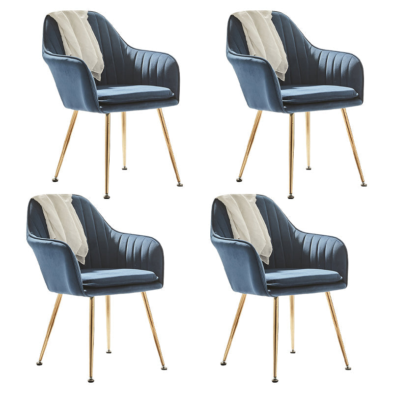 Scandinavian Style Dining Chair Metal Home Cushioned Solid Back Chair with Arm Dark Blue 4 Piece Set Clearhalo ' kitchen&dining_furn' 'Dining Chairs' 'Dining Tables & Seating' 'dining_chair' 'furn' 'furn_dining_chair' 'Furniture' 'furniture_dining_chair' 'Kitchen & Dining Furniture' 'kitchen' 3969230