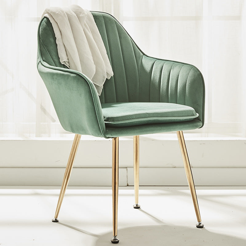 Scandinavian Style Dining Chair Metal Home Cushioned Solid Back Chair with Arm Blackish Green 1 Piece Clearhalo ' kitchen&dining_furn' 'Dining Chairs' 'Dining Tables & Seating' 'dining_chair' 'furn' 'furn_dining_chair' 'Furniture' 'furniture_dining_chair' 'Kitchen & Dining Furniture' 'kitchen' 3969231