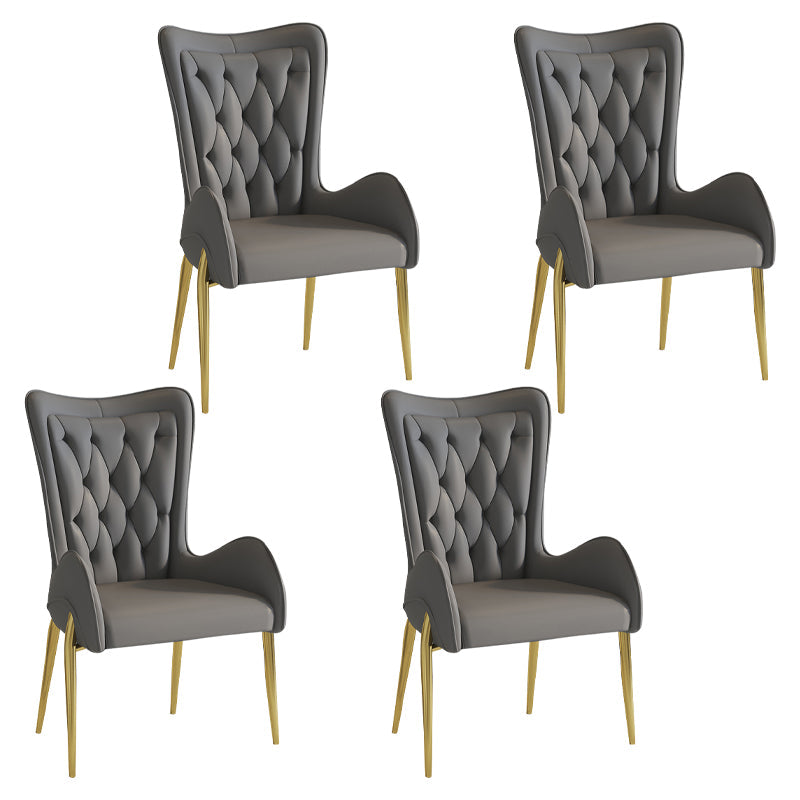 Nordic Style Metal Dining Room Armchairs Wingback Side Chair for Home Use Grey 4 Piece Set Clearhalo ' kitchen&dining_furn' 'Dining Chairs' 'Dining Tables & Seating' 'dining_chair' 'furn' 'furn_dining_chair' 'Furniture' 'furniture_dining_chair' 'Kitchen & Dining Furniture' 'kitchen' 3969239