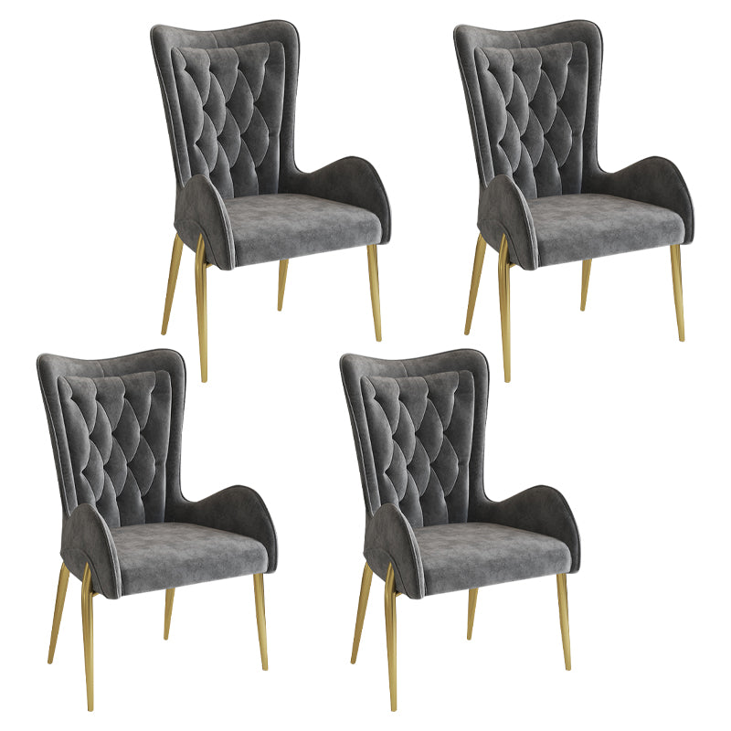 Nordic Style Metal Dining Room Armchairs Wingback Side Chair for Home Use Dark Gray 4 Piece Set Clearhalo ' kitchen&dining_furn' 'Dining Chairs' 'Dining Tables & Seating' 'dining_chair' 'furn' 'furn_dining_chair' 'Furniture' 'furniture_dining_chair' 'Kitchen & Dining Furniture' 'kitchen' 3969245