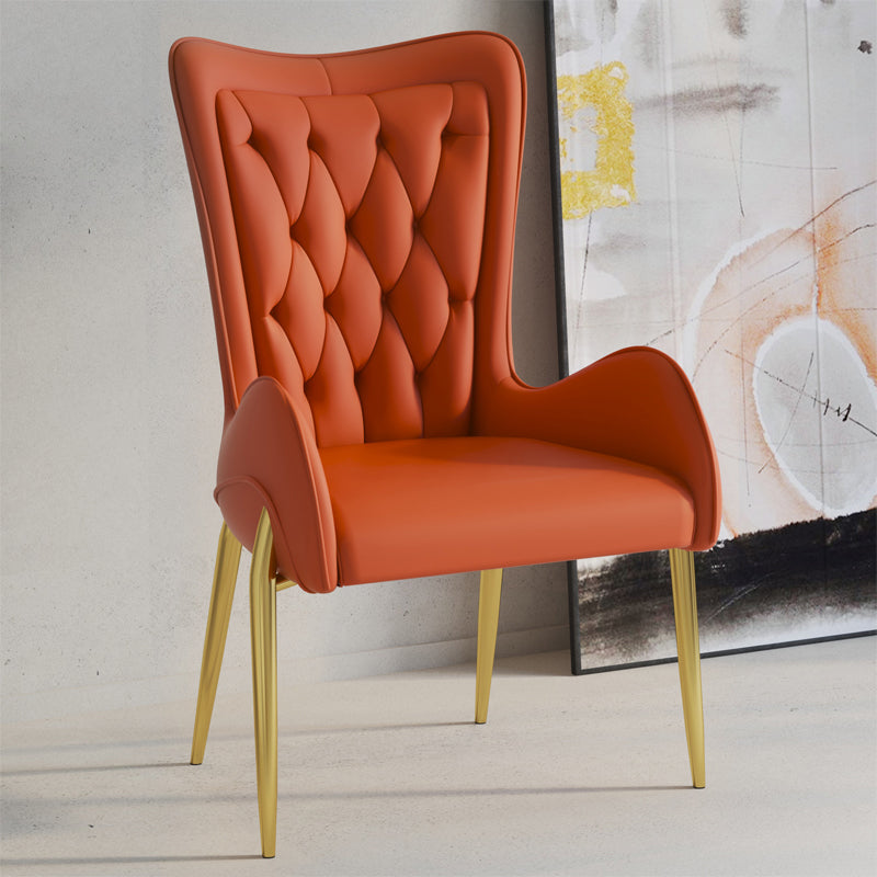 Nordic Style Metal Dining Room Armchairs Wingback Side Chair for Home Use Orange 1 Piece Clearhalo ' kitchen&dining_furn' 'Dining Chairs' 'Dining Tables & Seating' 'dining_chair' 'furn' 'furn_dining_chair' 'Furniture' 'furniture_dining_chair' 'Kitchen & Dining Furniture' 'kitchen' 3969256