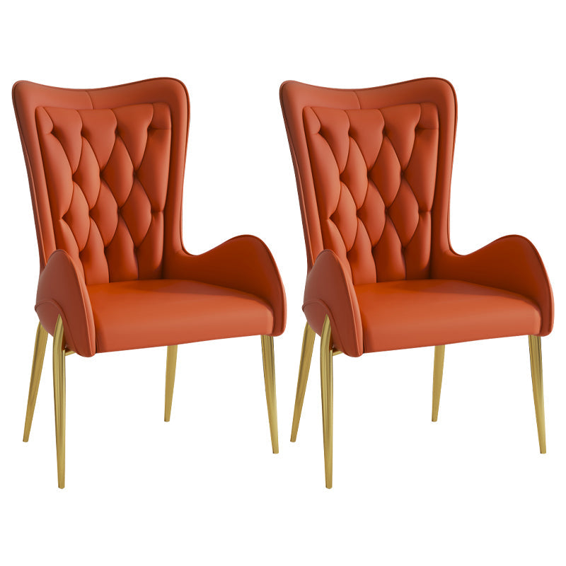 Nordic Style Metal Dining Room Armchairs Wingback Side Chair for Home Use Orange 2 Piece Set Clearhalo ' kitchen&dining_furn' 'Dining Chairs' 'Dining Tables & Seating' 'dining_chair' 'furn' 'furn_dining_chair' 'Furniture' 'furniture_dining_chair' 'Kitchen & Dining Furniture' 'kitchen' 3969257