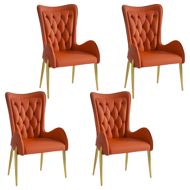 Nordic Style Metal Dining Room Armchairs Wingback Side Chair for Home Use Orange 4 Piece Set Clearhalo ' kitchen&dining_furn' 'Dining Chairs' 'Dining Tables & Seating' 'dining_chair' 'furn' 'furn_dining_chair' 'Furniture' 'furniture_dining_chair' 'Kitchen & Dining Furniture' 'kitchen' 3969258