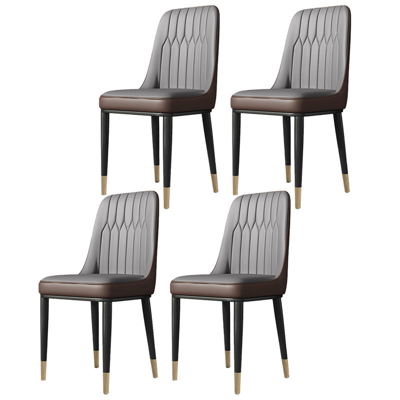 Contemporary Style Metal Dining Chairs Dining Armless Side Chair for Kitchen Dark Gray 4 Piece Set Clearhalo ' kitchen&dining_furn' 'Dining Chairs' 'Dining Tables & Seating' 'dining_chair' 'furn' 'furn_dining_chair' 'Furniture' 'furniture_dining_chair' 'Kitchen & Dining Furniture' 'kitchen' 3969265