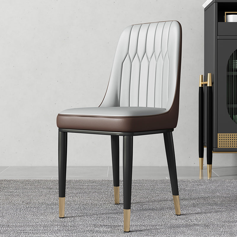 Contemporary Style Metal Dining Chairs Dining Armless Side Chair for Kitchen Light Gray 1 Piece Clearhalo ' kitchen&dining_furn' 'Dining Chairs' 'Dining Tables & Seating' 'dining_chair' 'furn' 'furn_dining_chair' 'Furniture' 'furniture_dining_chair' 'Kitchen & Dining Furniture' 'kitchen' 3969267