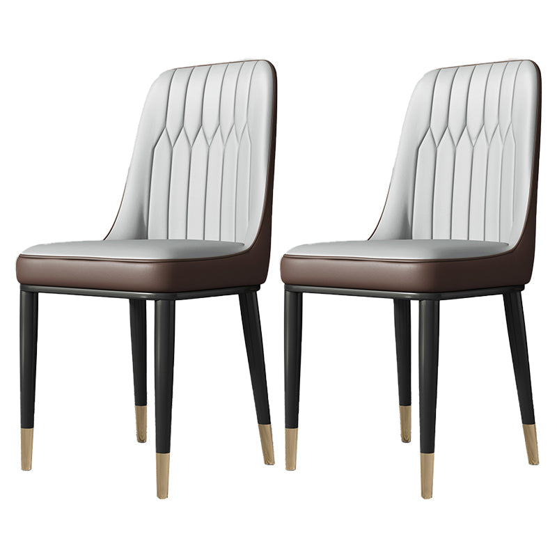 Contemporary Style Metal Dining Chairs Dining Armless Side Chair for Kitchen Light Gray 2 Piece Set Clearhalo ' kitchen&dining_furn' 'Dining Chairs' 'Dining Tables & Seating' 'dining_chair' 'furn' 'furn_dining_chair' 'Furniture' 'furniture_dining_chair' 'Kitchen & Dining Furniture' 'kitchen' 3969269