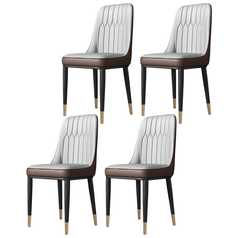 Contemporary Style Metal Dining Chairs Dining Armless Side Chair for Kitchen Light Gray 4 Piece Set Clearhalo ' kitchen&dining_furn' 'Dining Chairs' 'Dining Tables & Seating' 'dining_chair' 'furn' 'furn_dining_chair' 'Furniture' 'furniture_dining_chair' 'Kitchen & Dining Furniture' 'kitchen' 3969270