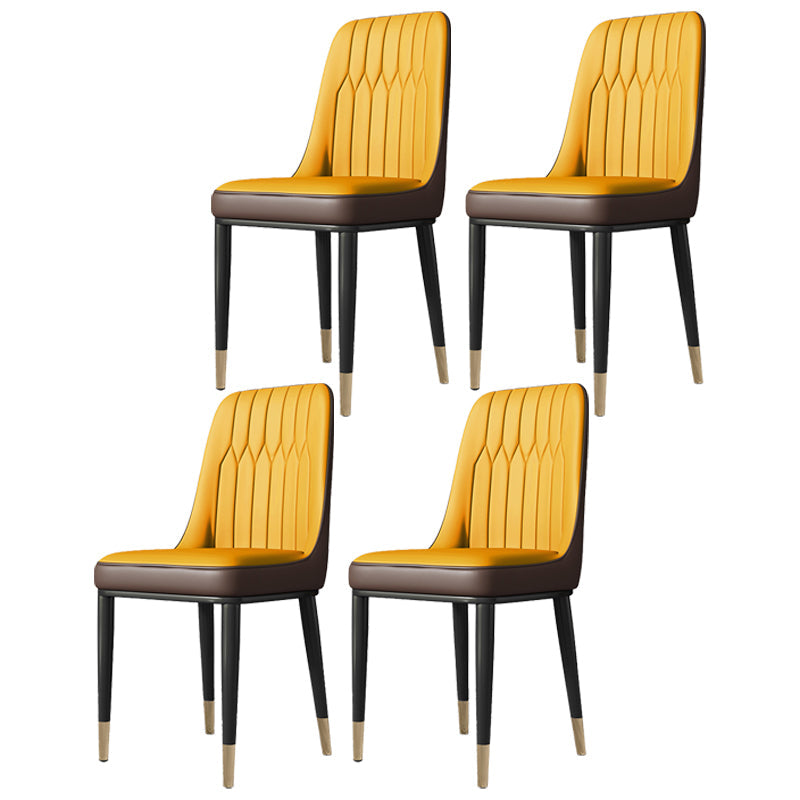 Contemporary Style Metal Dining Chairs Dining Armless Side Chair for Kitchen Yellow 4 Piece Set Clearhalo ' kitchen&dining_furn' 'Dining Chairs' 'Dining Tables & Seating' 'dining_chair' 'furn' 'furn_dining_chair' 'Furniture' 'furniture_dining_chair' 'Kitchen & Dining Furniture' 'kitchen' 3969277