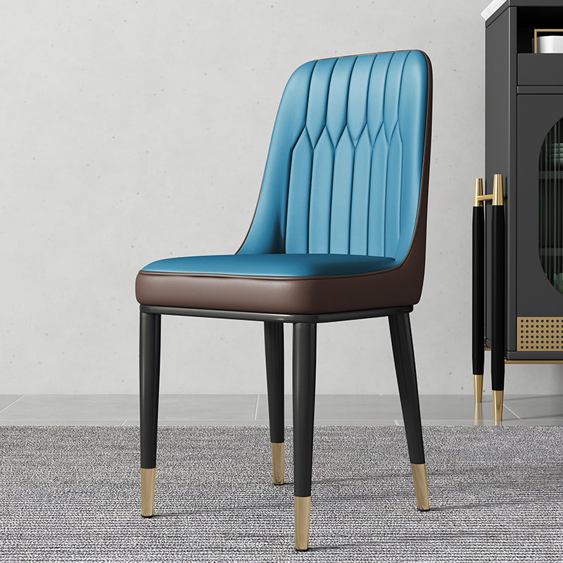 Contemporary Style Metal Dining Chairs Dining Armless Side Chair for Kitchen Dark Blue 1 Piece Clearhalo ' kitchen&dining_furn' 'Dining Chairs' 'Dining Tables & Seating' 'dining_chair' 'furn' 'furn_dining_chair' 'Furniture' 'furniture_dining_chair' 'Kitchen & Dining Furniture' 'kitchen' 3969278