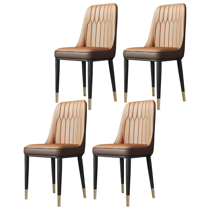 Contemporary Style Metal Dining Chairs Dining Armless Side Chair for Kitchen Dark Camel 4 Piece Set Clearhalo ' kitchen&dining_furn' 'Dining Chairs' 'Dining Tables & Seating' 'dining_chair' 'furn' 'furn_dining_chair' 'Furniture' 'furniture_dining_chair' 'Kitchen & Dining Furniture' 'kitchen' 3969284