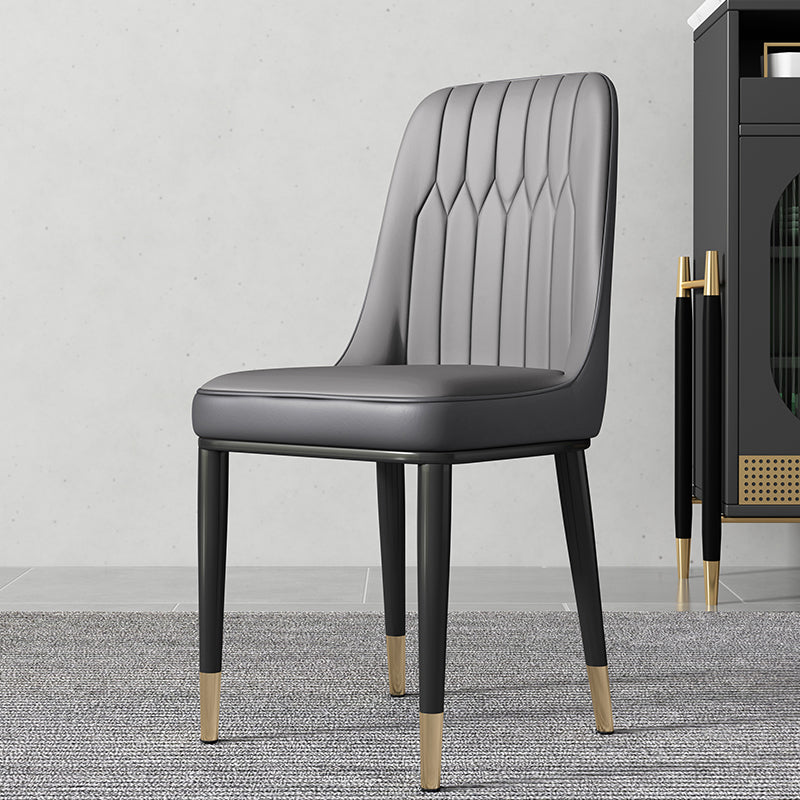 Contemporary Style Metal Dining Chairs Dining Armless Side Chair for Kitchen Dark Gray-White 1 Piece Clearhalo ' kitchen&dining_furn' 'Dining Chairs' 'Dining Tables & Seating' 'dining_chair' 'furn' 'furn_dining_chair' 'Furniture' 'furniture_dining_chair' 'Kitchen & Dining Furniture' 'kitchen' 3969285