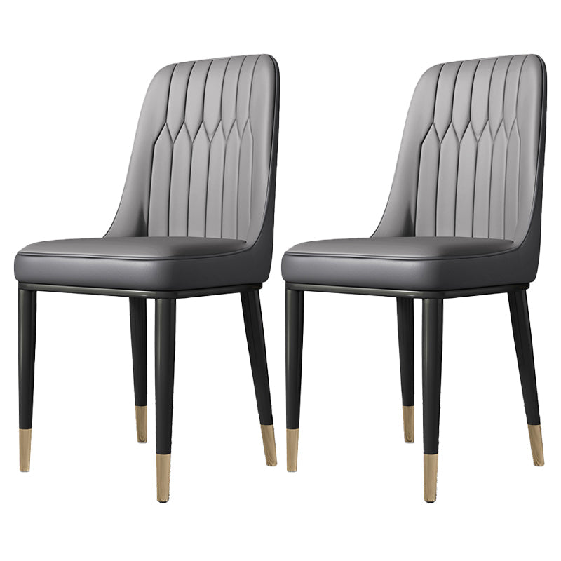 Contemporary Style Metal Dining Chairs Dining Armless Side Chair for Kitchen Dark Gray-White 2 Piece Set Clearhalo ' kitchen&dining_furn' 'Dining Chairs' 'Dining Tables & Seating' 'dining_chair' 'furn' 'furn_dining_chair' 'Furniture' 'furniture_dining_chair' 'Kitchen & Dining Furniture' 'kitchen' 3969286