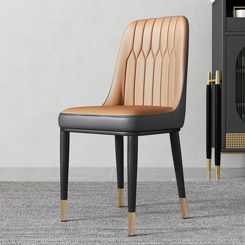 Contemporary Style Metal Dining Chairs Dining Armless Side Chair for Kitchen Light Camel 1 Piece Clearhalo ' kitchen&dining_furn' 'Dining Chairs' 'Dining Tables & Seating' 'dining_chair' 'furn' 'furn_dining_chair' 'Furniture' 'furniture_dining_chair' 'Kitchen & Dining Furniture' 'kitchen' 3969288