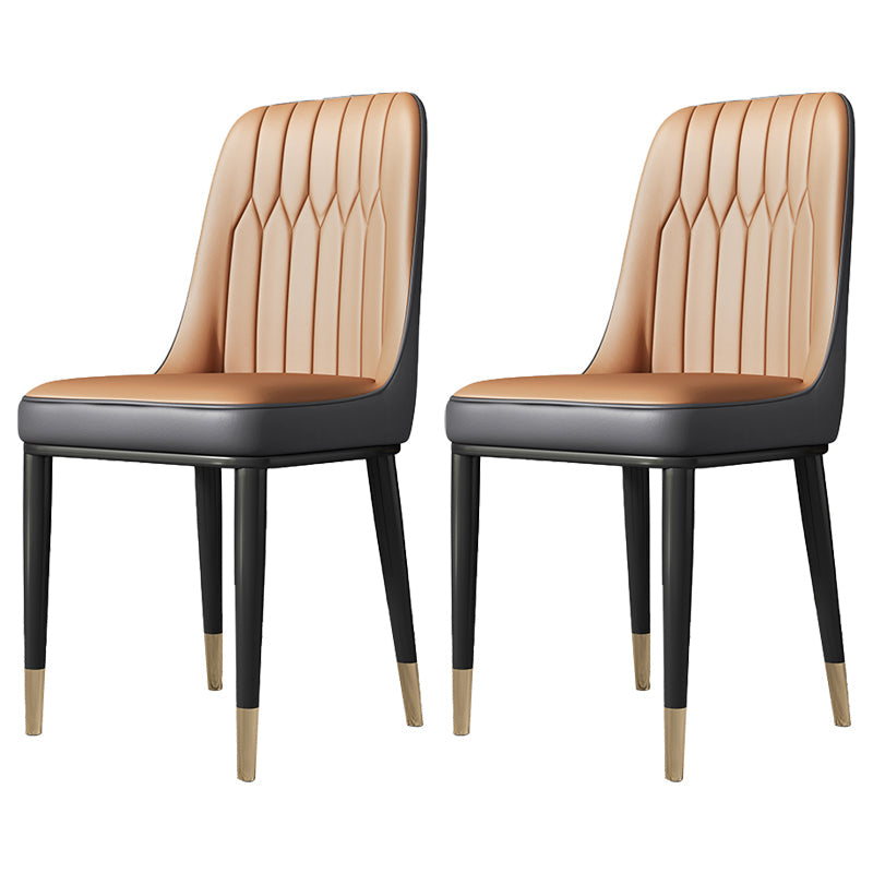 Contemporary Style Metal Dining Chairs Dining Armless Side Chair for Kitchen Light Camel 2 Piece Set Clearhalo ' kitchen&dining_furn' 'Dining Chairs' 'Dining Tables & Seating' 'dining_chair' 'furn' 'furn_dining_chair' 'Furniture' 'furniture_dining_chair' 'Kitchen & Dining Furniture' 'kitchen' 3969289