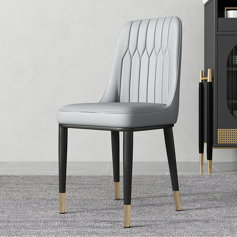 Contemporary Style Metal Dining Chairs Dining Armless Side Chair for Kitchen Light Gray-White 1 Piece Clearhalo ' kitchen&dining_furn' 'Dining Chairs' 'Dining Tables & Seating' 'dining_chair' 'furn' 'furn_dining_chair' 'Furniture' 'furniture_dining_chair' 'Kitchen & Dining Furniture' 'kitchen' 3969291